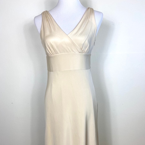 J.Crew Champagne Silk Vneck Sophia dress 8P - Picture 5 of 15